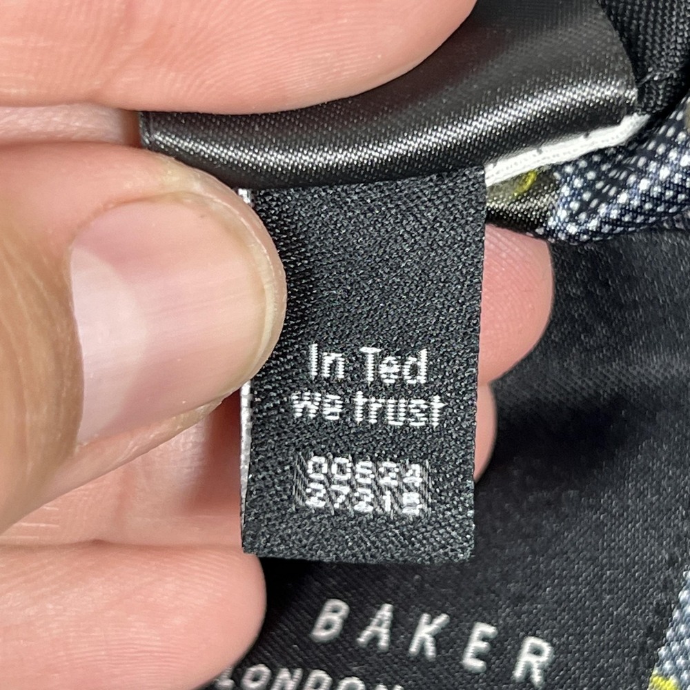 Ted Baker Herringbone‎ Blazer Mens 6 44L Sport Coat Tall Fit Gray Linen Cotton - Picture 7 of 14